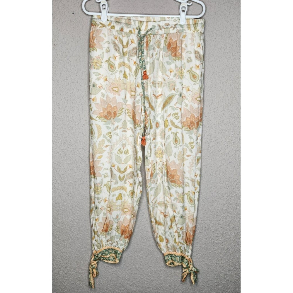 World Market Women's S/M Lola Floral Pajama Lounge Harem Pants Cream Peach